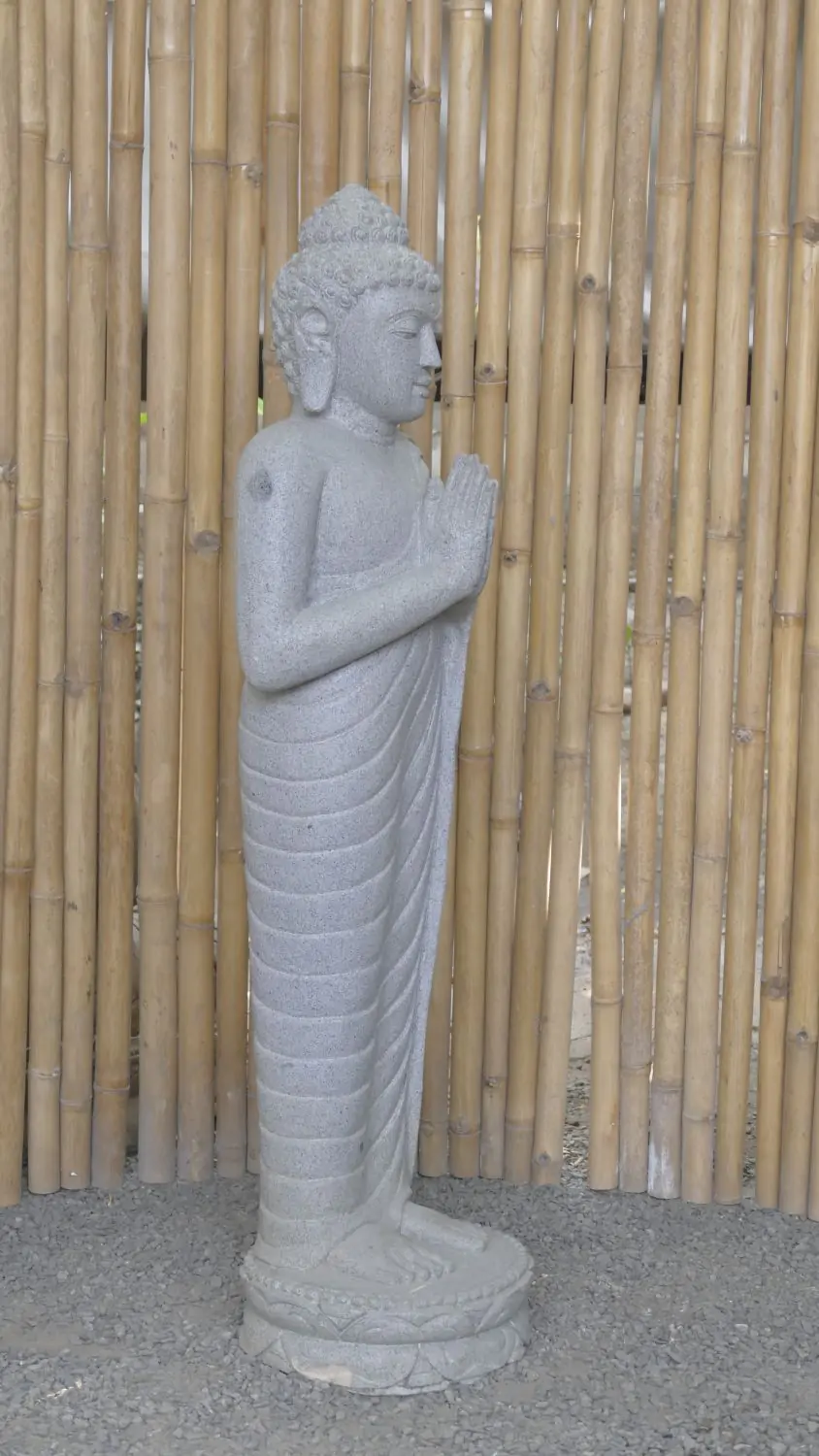  Product image 6 of the product “Standing Buddha made of Riverstone, position Namaskara , H. 125cm. ”